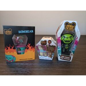 Deddy Bears Zombear Mini Snow Globe‎ Mini Figure and Mine Kit Bundle 3pc Set NEW
